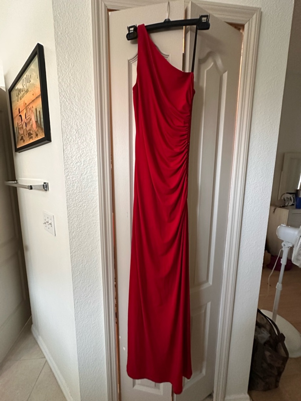 Red One-Shoulder Evening Gown - Elegant Ruched Silhouette